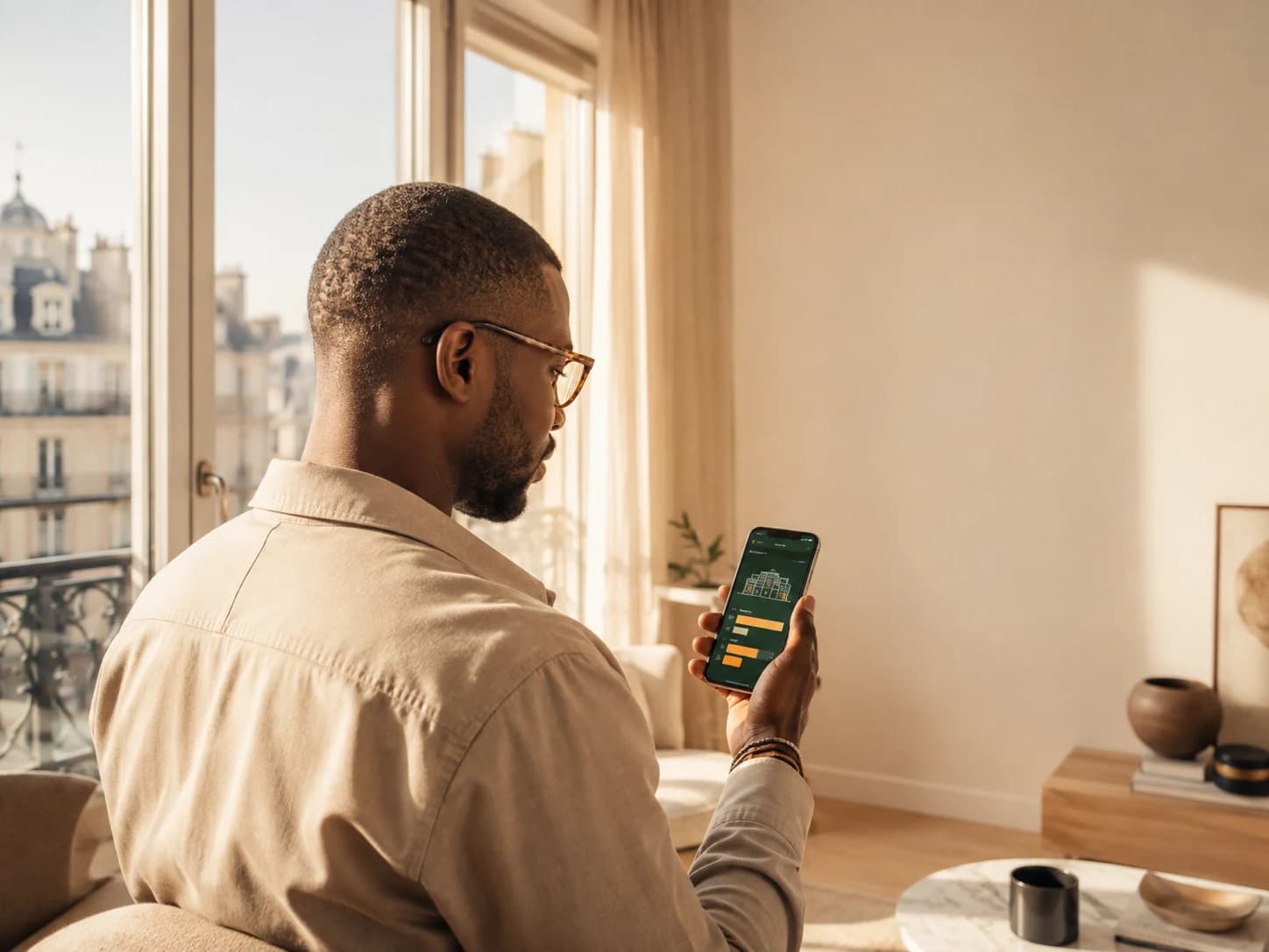 Homme de la diaspora consultant son chantier sur SunuChantier